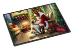 NEW Great Pyrenees and Santa Claus Doormat Front Door Mat Indoor Outdoor Rugs for Entryway, Non Slip Washable Low Pile, 18H X 27W