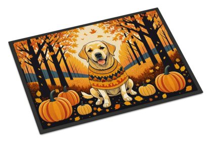 Yellow Labrador Retriever Fall Doormat Front Door Mat Indoor Outdoor Rugs for Entryway, Non Slip Washable Low Pile, 24H X 36W