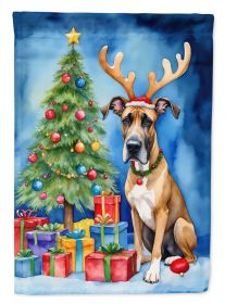 Great Dane Christmas Reindeer Garden Flag Mailbox Flag Decorative Yard Flag Banner Outside Patio Artwork Yard Flower Beds, Garden Size, Multicolor