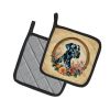 Great Dane and Flowers Pair of Pot Holders Kitchen Heat Resistant Pot Holders Sets Oven Hot Pads for Cooking Baking BBQ, 7 1/2 x 7 1/2