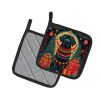 Black Labrador Retriever Christmas Pair of Pot Holders Kitchen Heat Resistant Pot Holders Sets Oven Hot Pads for Cooking Baking BBQ, 7 1/2 x 7 1/2