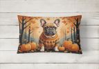 Autumn Leaves Throw Pillow Throw Pillow for Indoor Couch Bed Outdoor Patio Washable, French Bulldog Fawn,12Hx16W