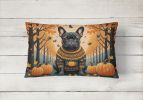 Autumn Leaves Throw Pillow Throw Pillow for Indoor Couch Bed Outdoor Patio Washable, French Bulldog Black,12Hx16W
