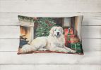 Cozy Christmas Throw Pillow Throw Pillow for Indoor Couch Bed Outdoor Patio Washable, Great Pyrenees 2671,12Hx16W