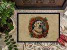 NEW Great Pyrenees Christmas Flowers Doormat Front Door Mat Indoor Outdoor Rugs for Entryway, Non Slip Washable Low Pile, 18H X 27W