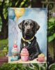 Black Labrador Retriever Happy Birthday Garden Flag Mailbox Flag Decorative Yard Flag Banner Outside Patio Artwork Yard Flower Beds, Garden Size