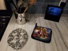 German Shepherd and Santa Claus Pair of Pot Holders Kitchen Heat Resistant Pot Holders Sets Oven Hot Pads for Cooking Baking BBQ, 7 1/2 x 7 1/2