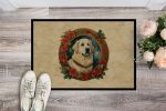 NEW Great Pyrenees Christmas Flowers Doormat Front Door Mat Indoor Outdoor Rugs for Entryway, Non Slip Washable Low Pile, 18H X 27W