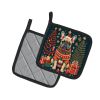 Fawn French Bulldog Christmas Pair of Pot Holders Kitchen Heat Resistant Pot Holders Sets Oven Hot Pads for Cooking Baking BBQ, 7 1/2 x 7 1/2