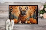 Fawn French Bulldog Fall Doormat Front Door Mat Indoor Outdoor Rugs for Entryway, Non Slip Washable Low Pile, 24H X 36W