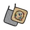 Great Pyrenees and Flowers Pair of Pot Holders Kitchen Heat Resistant Pot Holders Sets Oven Hot Pads for Cooking Baking BBQ, 7 1/2 x 7 1/2