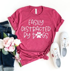 Easily Distracted By Dogs T-shirt (Primary Colour: Heather Peach, size: XL)