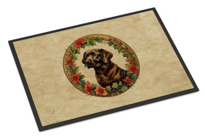 NEW Labrador Retriever Christmas Flowers Doormat Front Door Mat Indoor Outdoor Rugs for Entryway, Non Slip Washable Low Pile, 18H X 27W (Default: Default)