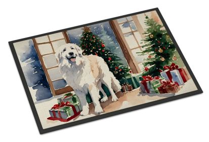 NEW Great Pyrenees Cozy Christmas Doormat Front Door Mat Indoor Outdoor Rugs for Entryway, Non Slip Washable Low Pile, 18H X 27W (Default: Default)