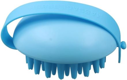 Hair Scalp Massager Shampoo Scrubber Brush,Wet & Dry Scalp Shower Massage Brush Silicone Scalp Brush for Adults,Children and Pets  1PCS (Color: Blue)