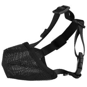 Pet Muzzle Mask Soft Mesh Muzzle Adjustable Dog Mouth Cover with Breathable Mesh Adjustable Neck Forehead Strap for Anti Biting Barking Chewing (Option: Black_L)